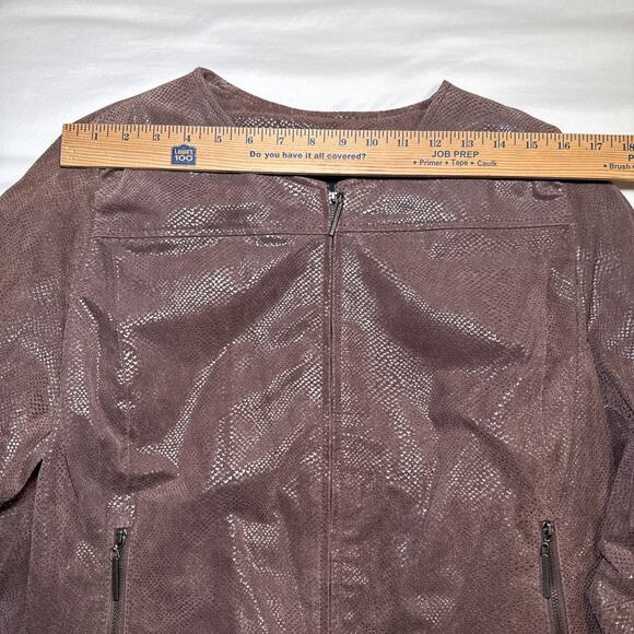 Terry Lewis Leather Jacket Womens 1X Brown Shiny Animal Print Classic Luxuries - Picture 4 of 13